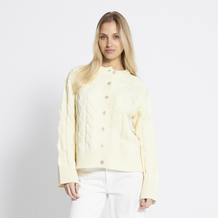 Cable knit cardigan "Viveka" Light Yellow